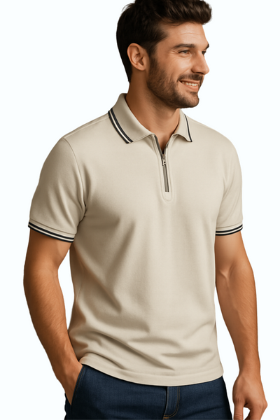 Premium Cotton Tipped Offwhite Color Polo T-Shirt – Everyday Comfort & Style