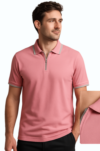 Men's Premium Cotton Polo T-Shirt – Bright Colors with Contrast Tipped Collar