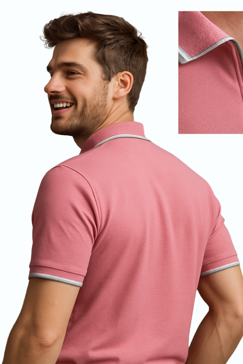 Men's Premium Cotton Polo T-Shirt – Bright Colors with Contrast Tipped Collar