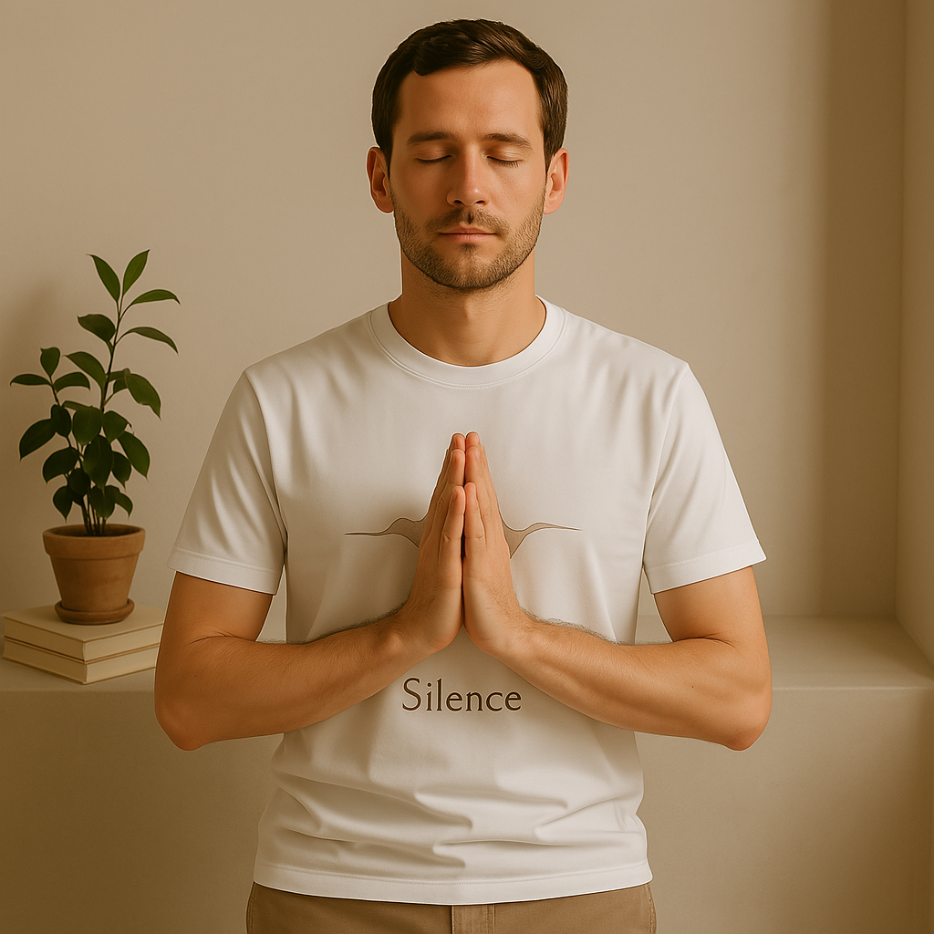 BarelyStylish Abstract Silence White Cotton T-Shirt for Men – Soft, Breathable & Minimal
