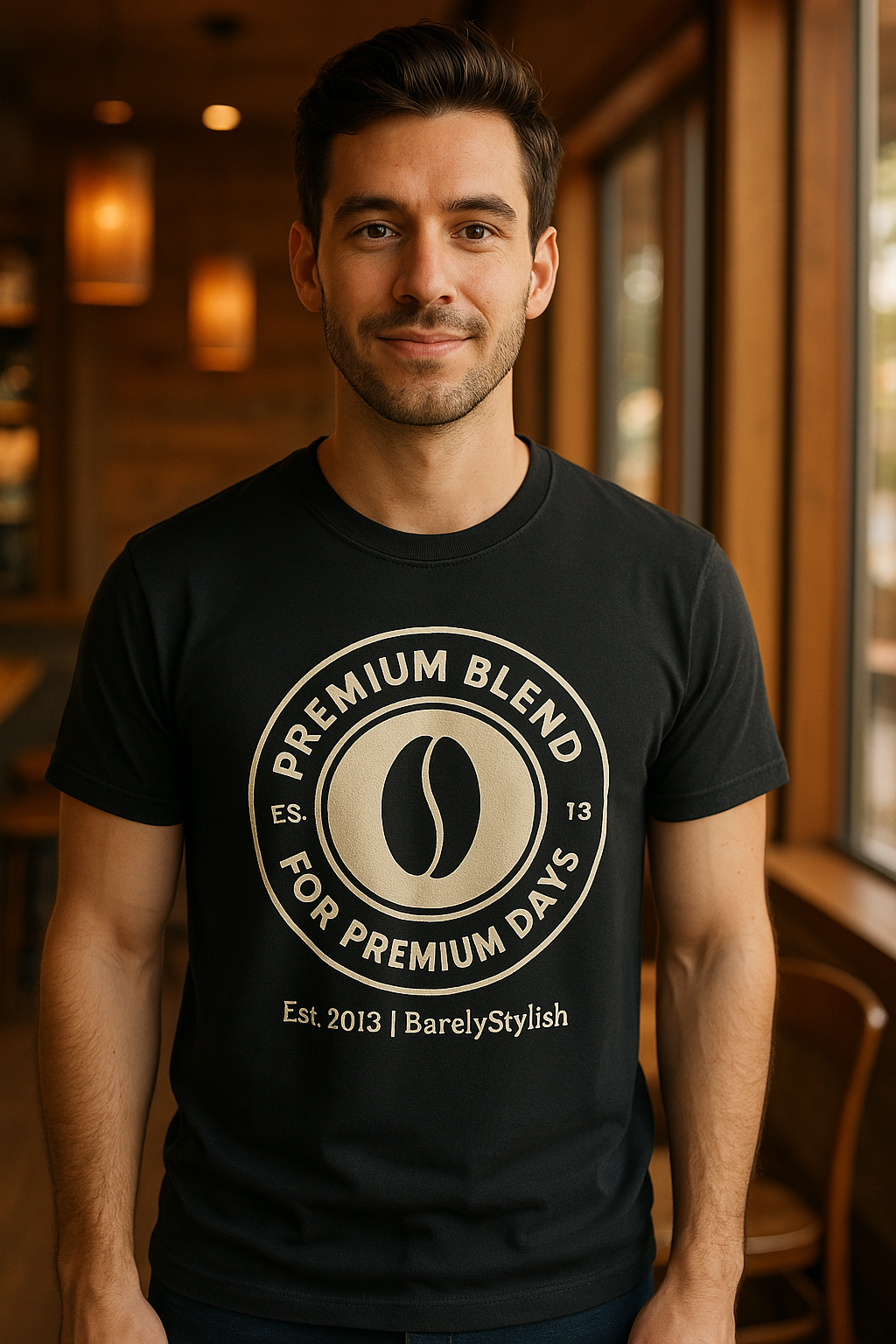 BarelyStylish Cream Shade Coffee Cosy T-Shirt for Men – Soft, Breathable & Minimal