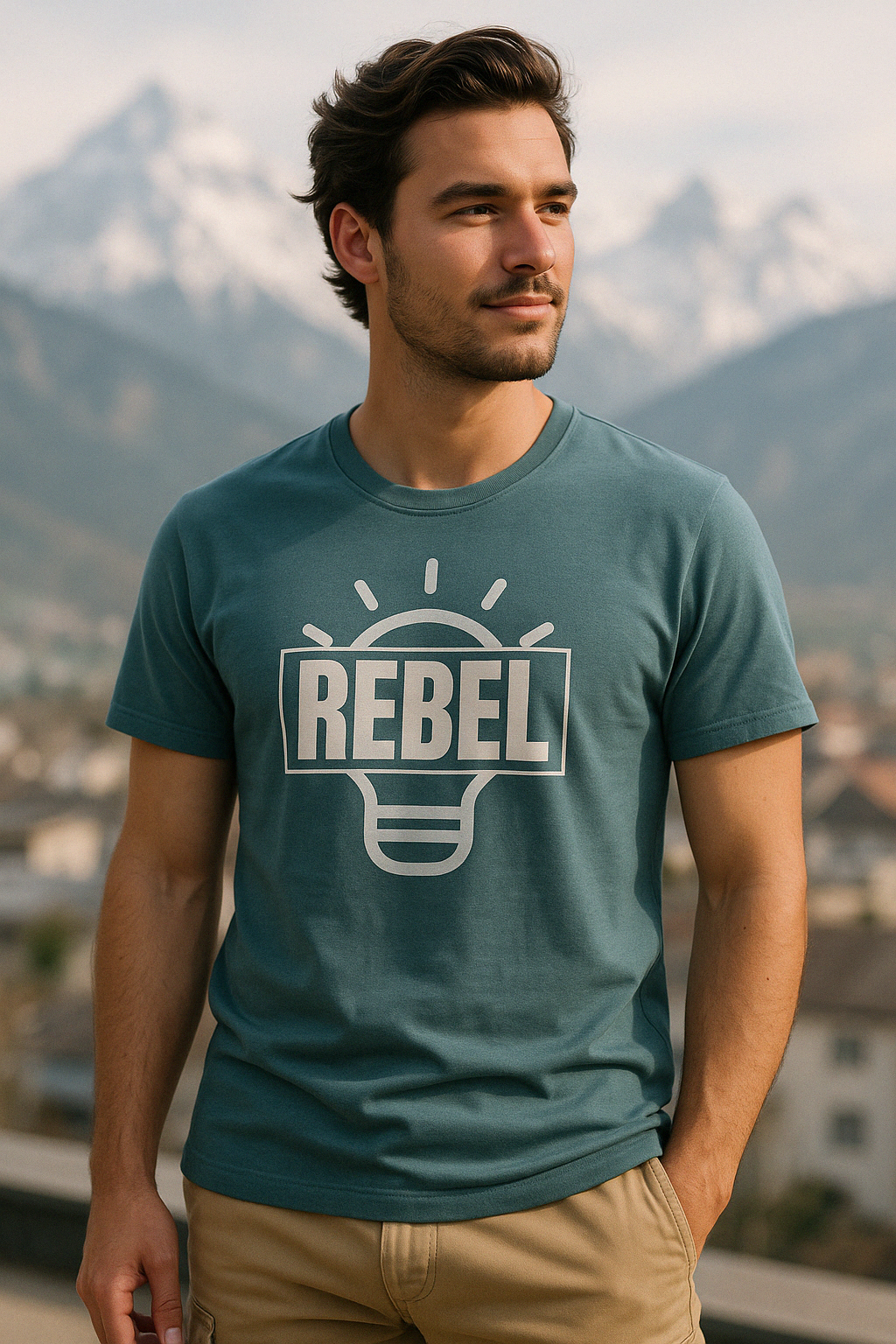 Men’s Cotton Crew Neck T-Shirt – Minimal Fit | Teal Rebel | BarelyStylish
