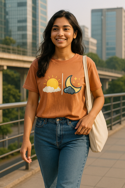 Women’s 100% Cotton Crew Neck T-Shirt – Feather-Soft Comfort | Sun and Moon | BarelyStylish