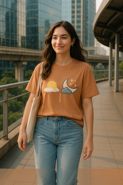 Women’s 100% Cotton Crew Neck T-Shirt – Feather-Soft Comfort | Sun and Moon | BarelyStylish
