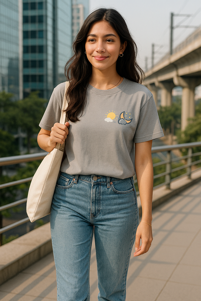 Women’s 100% Cotton Crew Neck T-Shirt – Feather-Soft Comfort | Sun and Moon | BarelyStylish