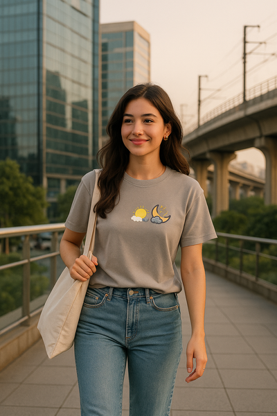 Women’s 100% Cotton Crew Neck T-Shirt – Feather-Soft Comfort | Sun and Moon | BarelyStylish