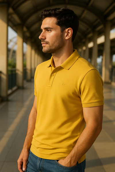 Premium Mustard Polo T-Shirt for Men | Soft Cotton | Smart Casual Wear – BarelyStylish