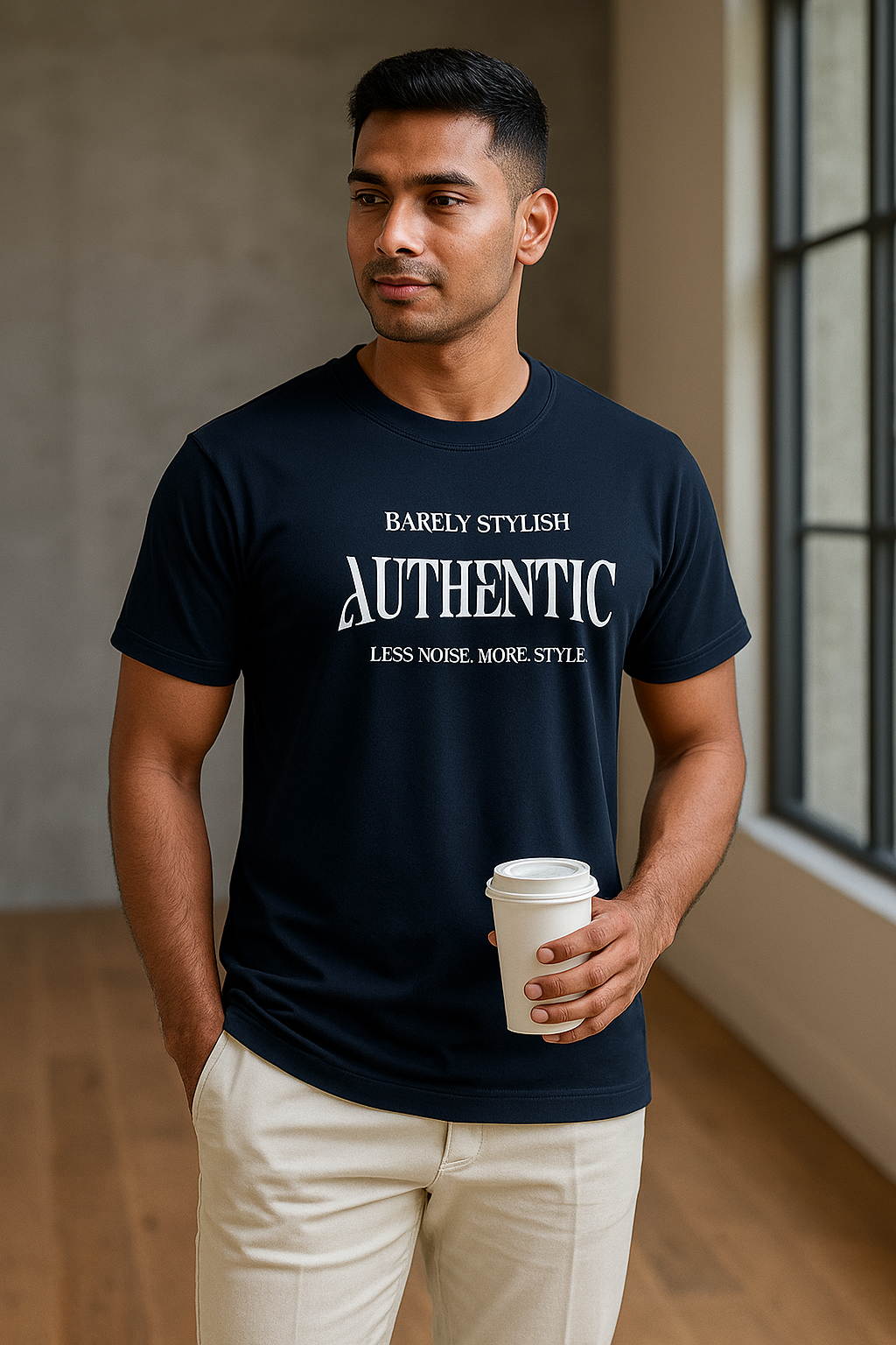 BarelyStylish Men’s Crew Neck Authentic T-Shirt