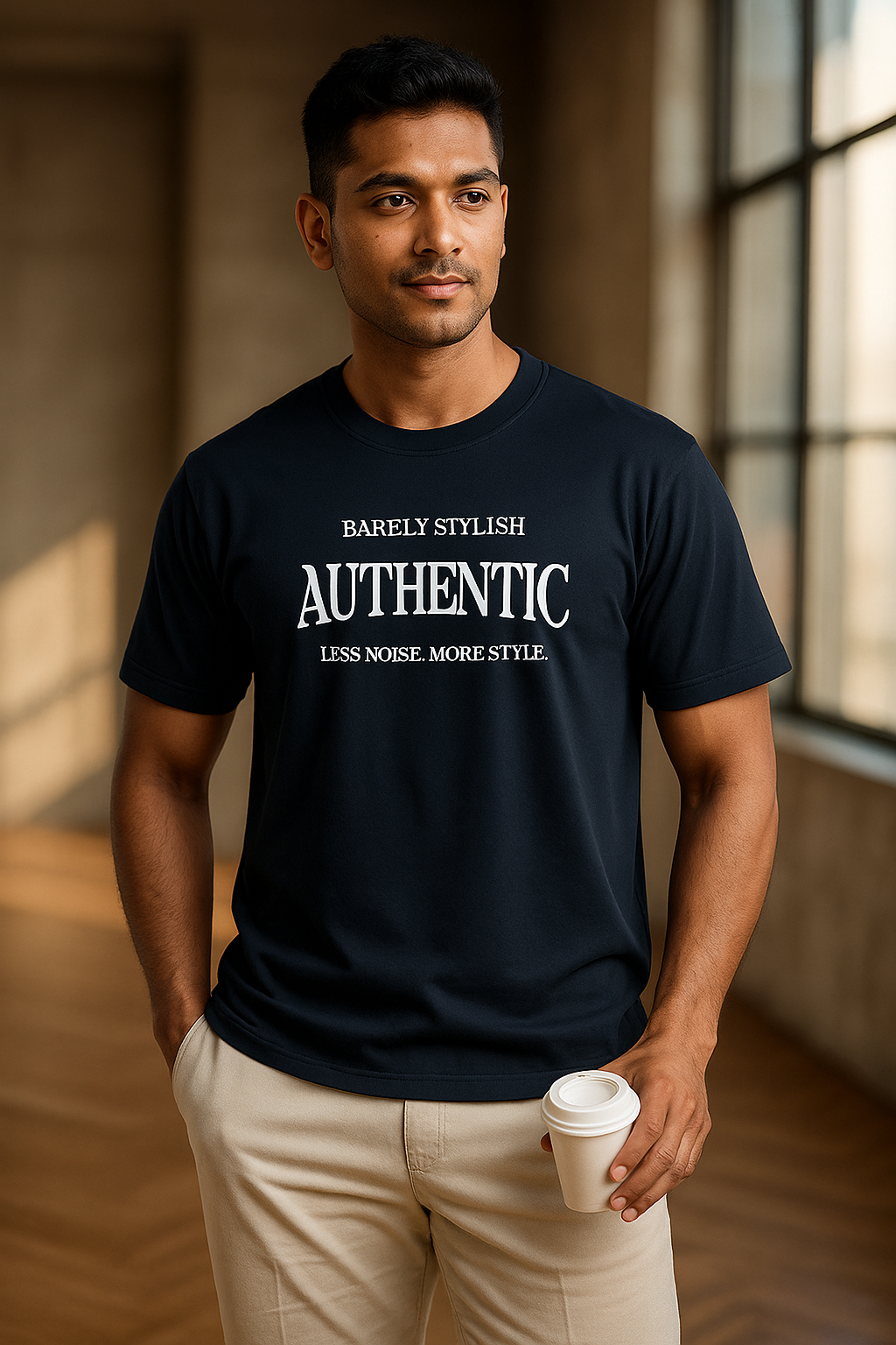 BarelyStylish Men’s Crew Neck Authentic T-Shirt