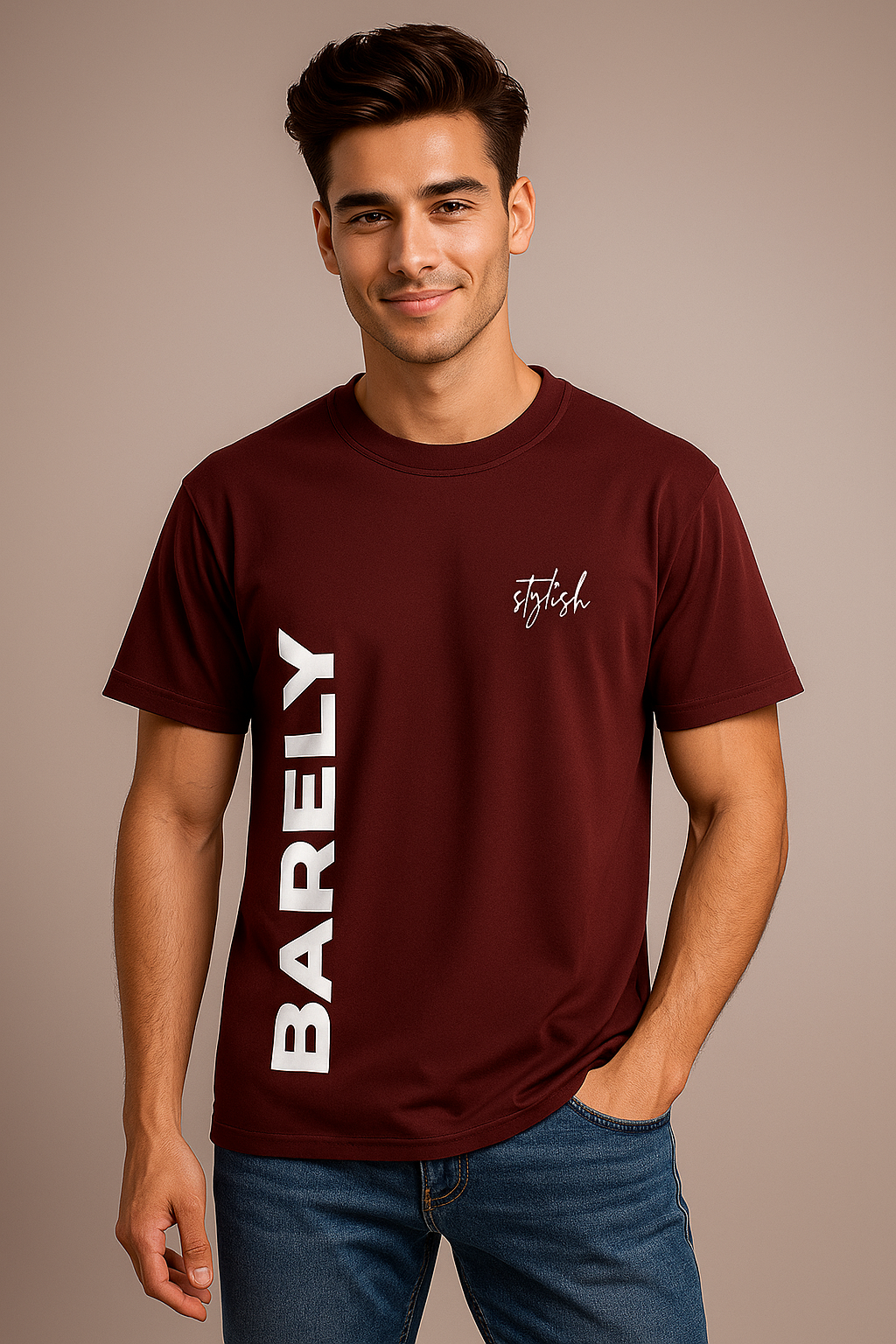 BarelyStylish Men’s Crew Neck BARELY Signature T-Shirt
