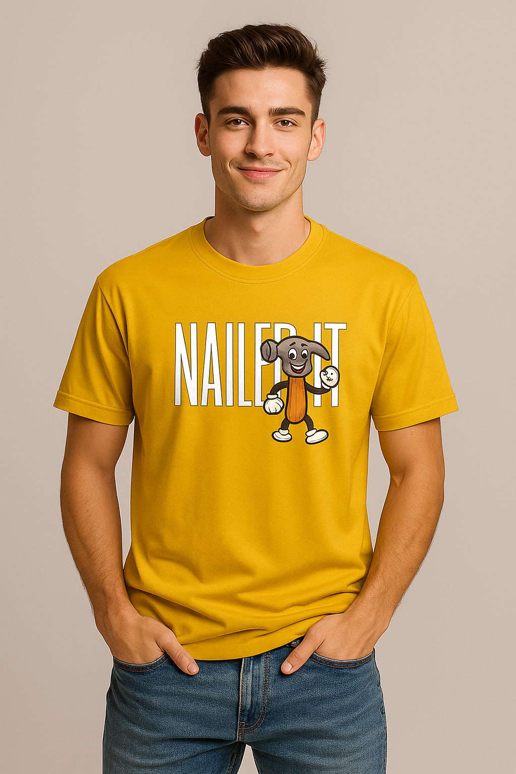 BarelyStylish Premium Cotton Crewneck T-Shirt for Men -Nailed It
