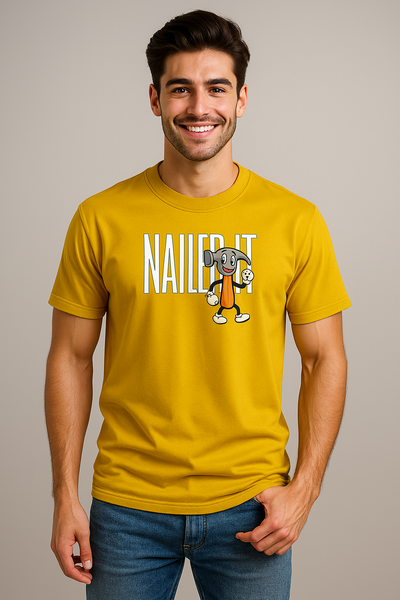 BarelyStylish Premium Cotton Crewneck T-Shirt for Men -Nailed It