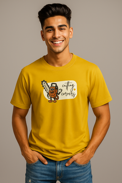 BarelyStylish Premium Cotton Crewneck T-Shirt for Men - Cutting Corners