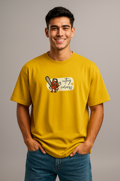 BarelyStylish Premium Cotton Crewneck T-Shirt for Men - Cutting Corners