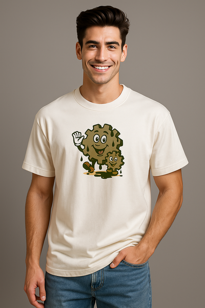 BarelyStylish Premium Cotton Crewneck T-Shirt for Men - Greasy