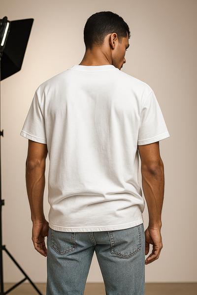 Men's White Oversized Cotton Crewneck Tshirt