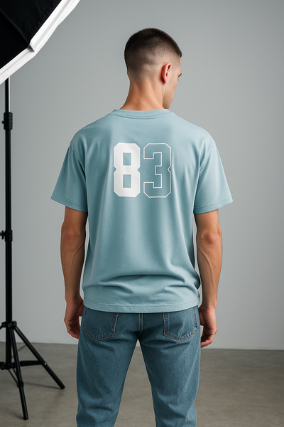 Sky Blue Cotton TShirt for Men Back Profile
