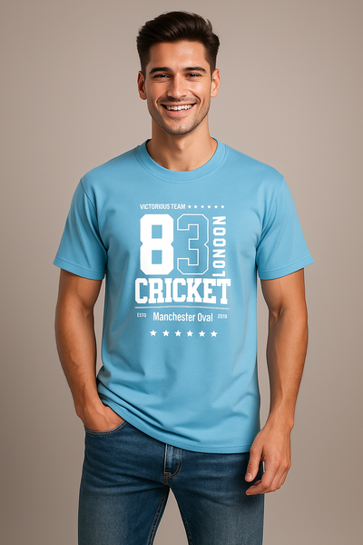 Men's Sky Blue Cotton TShirt 