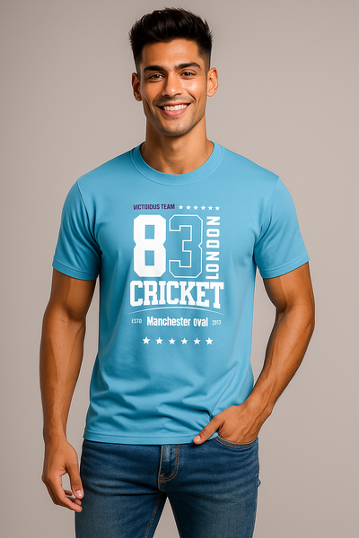 Cotton Sky Blue Color TShirt for Men