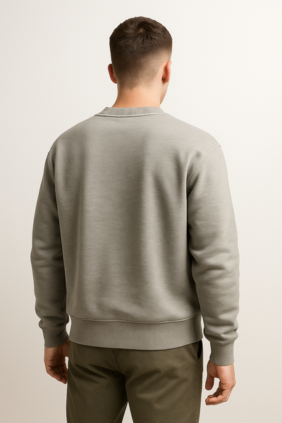 Grey Plain Sweatshirt for Men Back Profile