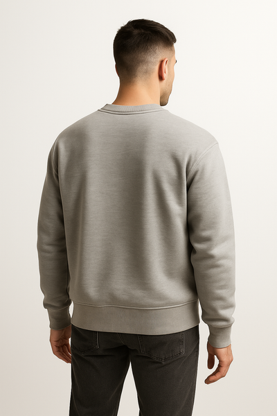 Men wearing Grey Sweatshirt Back Profile