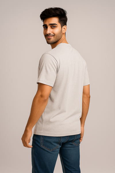 Cotton Crewneck Tshirt for Men, Side profile