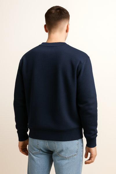 Back Profile of a Navy Blue Sweatshirt For Men 