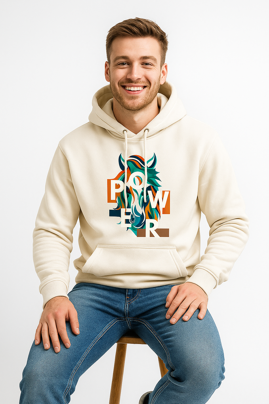 BarelyStylish Beige Raw Power Hoodie
