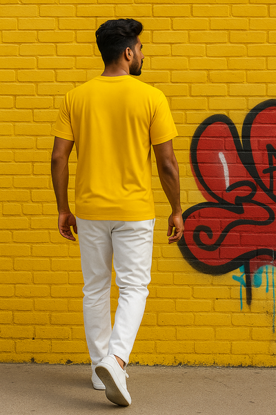 Yellow Cotton TShirt For Men