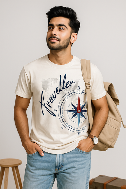 BarelyStylish White Traveller Crewneck Tee