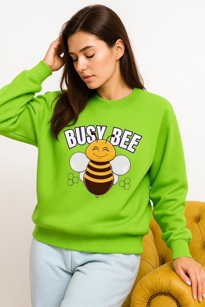 Oversized Busy Bee Sweatshirt - Vibrant Green