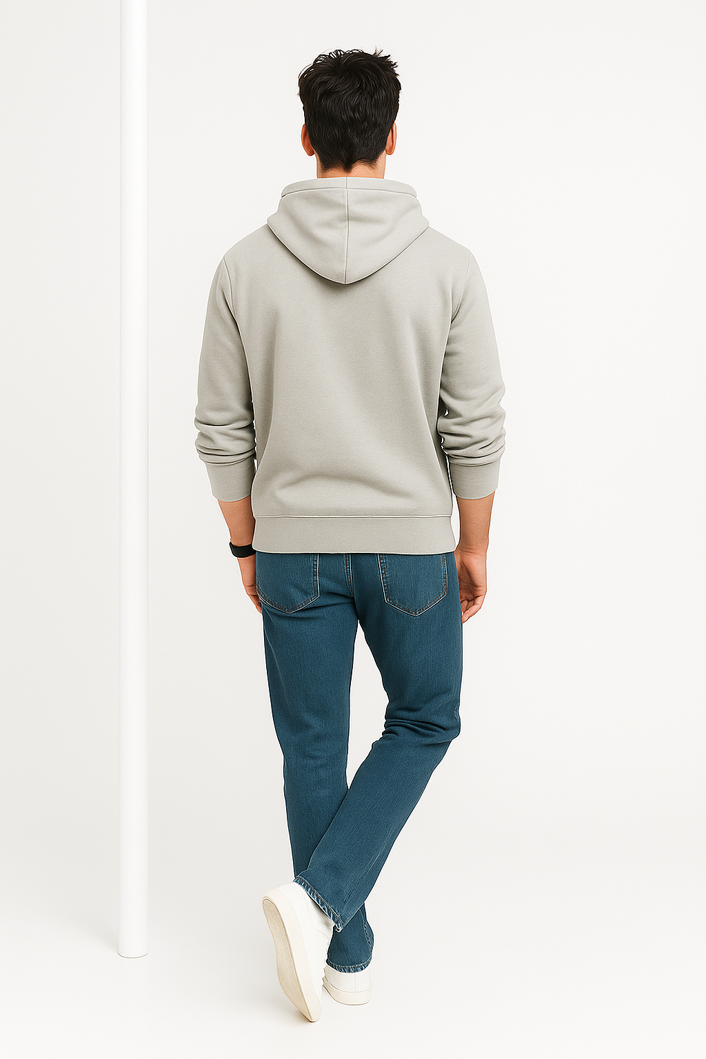 Grey Relax Fit Hoodie back profile