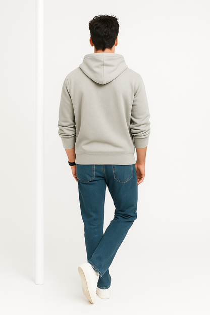 Grey Relax Fit Hoodie back profile