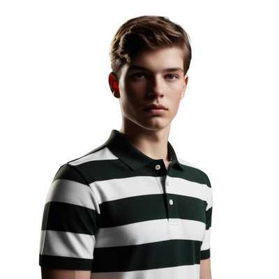 Green & White Striped Polo T-Shirt for Men – Smart Casual by BarelyStylish