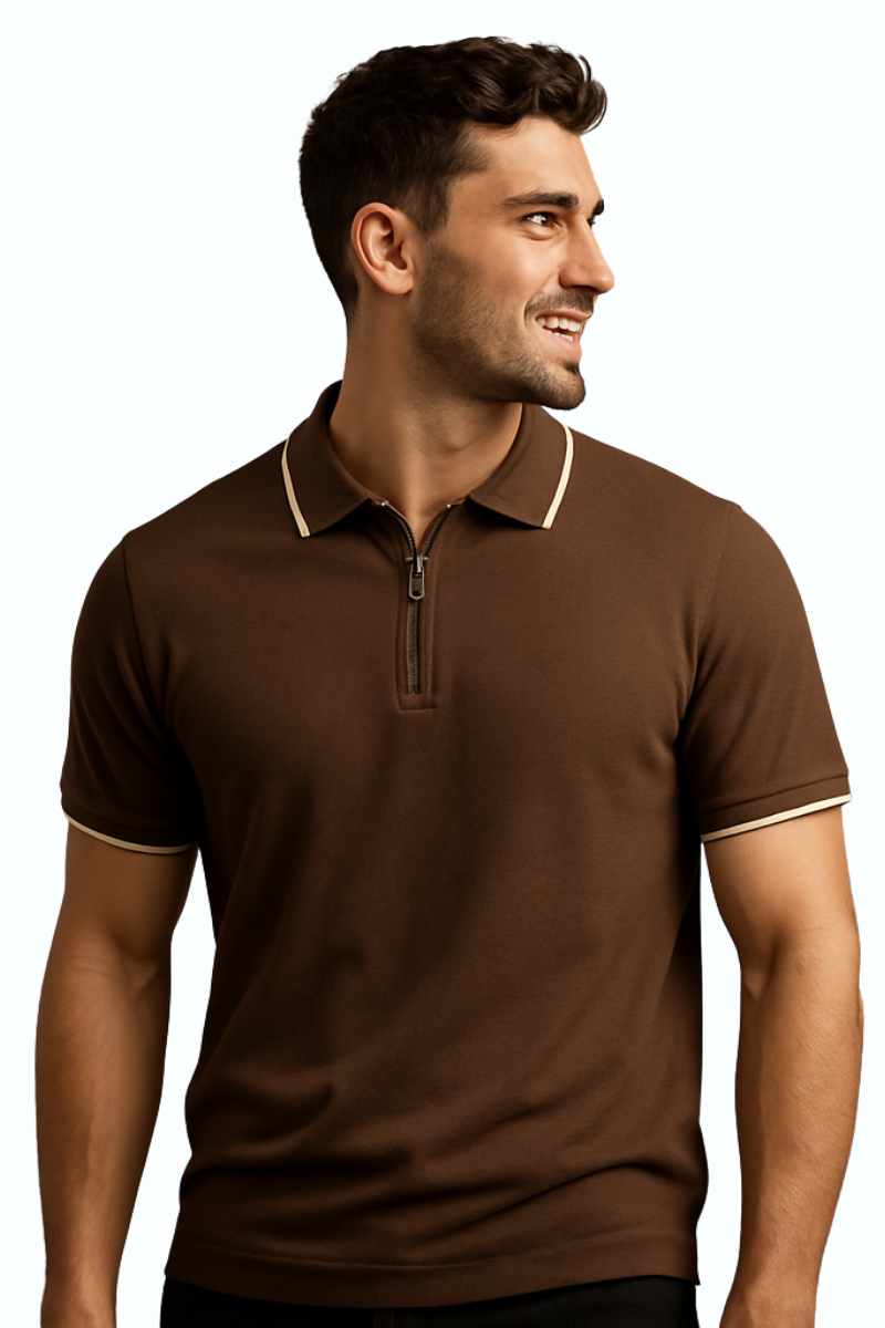 BarelyStylish Brown Tipped Polo