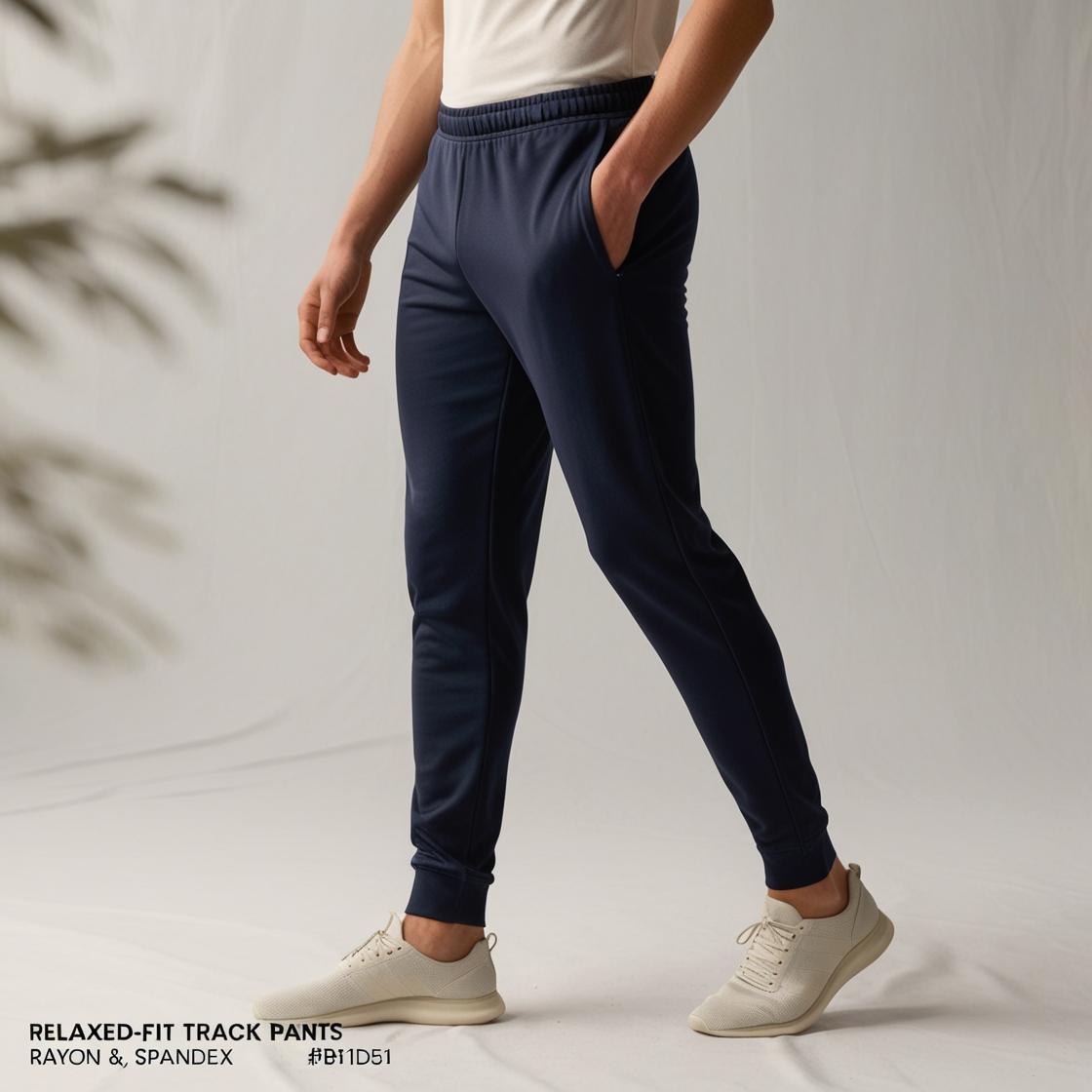 Premium Comfort Fit Men's Navy Track Pants – Lightweight, Breathable, All-Day Wear