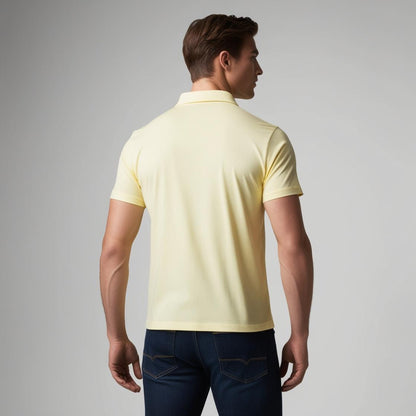 Lemon Yellow Zipper Polo Neck T-Shirt for Men – Smart Casual by BarelyStylish