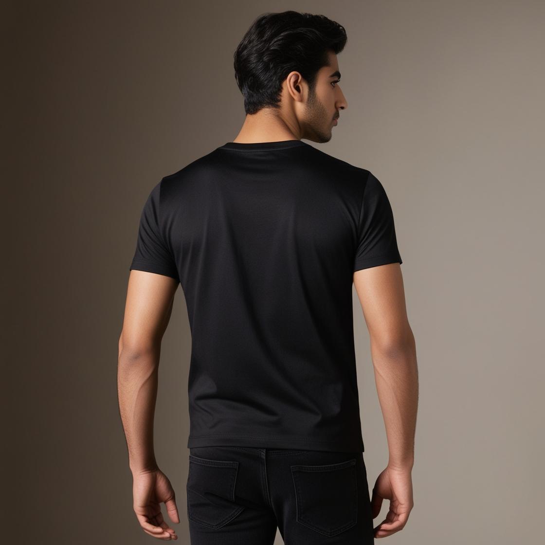 BarelyStylish Black Matte Design T-Shirt for Men – Soft, Breathable & Minimal