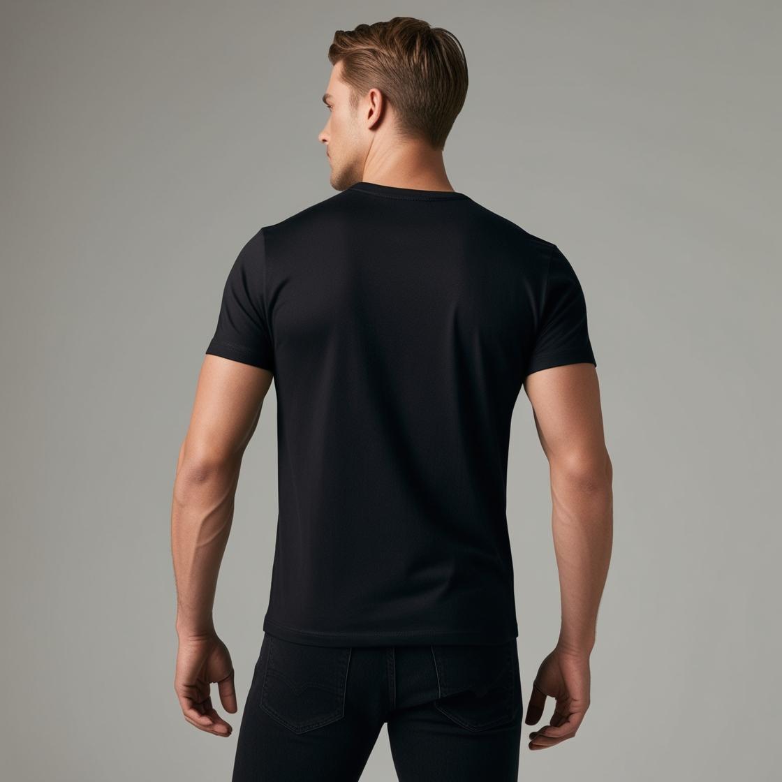 BarelyStylish Black Matte Design T-Shirt for Men – Soft, Breathable & Minimal