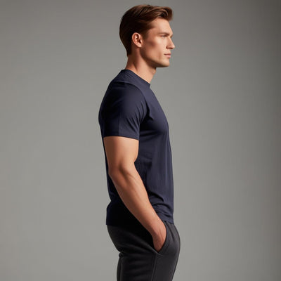 BarelyStylish Navy Blue - Abstract Caption Cotton T-shirt for everyday styling