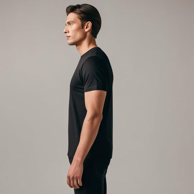 BarelyStylish Black Matte Design T-Shirt for Men – Soft, Breathable & Minimal