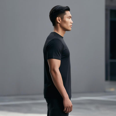 BarelyStylish Slate Gray Abstract Design - Minimalist Cotton T-Shirt