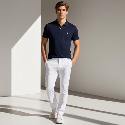 Navy Blue Polo T-Shirt for Men – Smart Casual by BarelyStylish