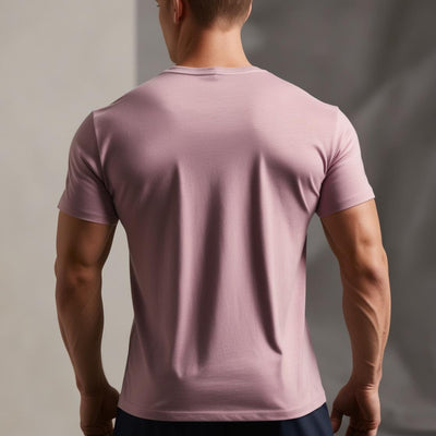 Cotton Blend Light Magenta Crew neck T-shirt - with abstract design