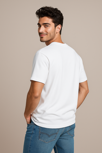 Side Profile Cotton Crewneck TShirt for Men