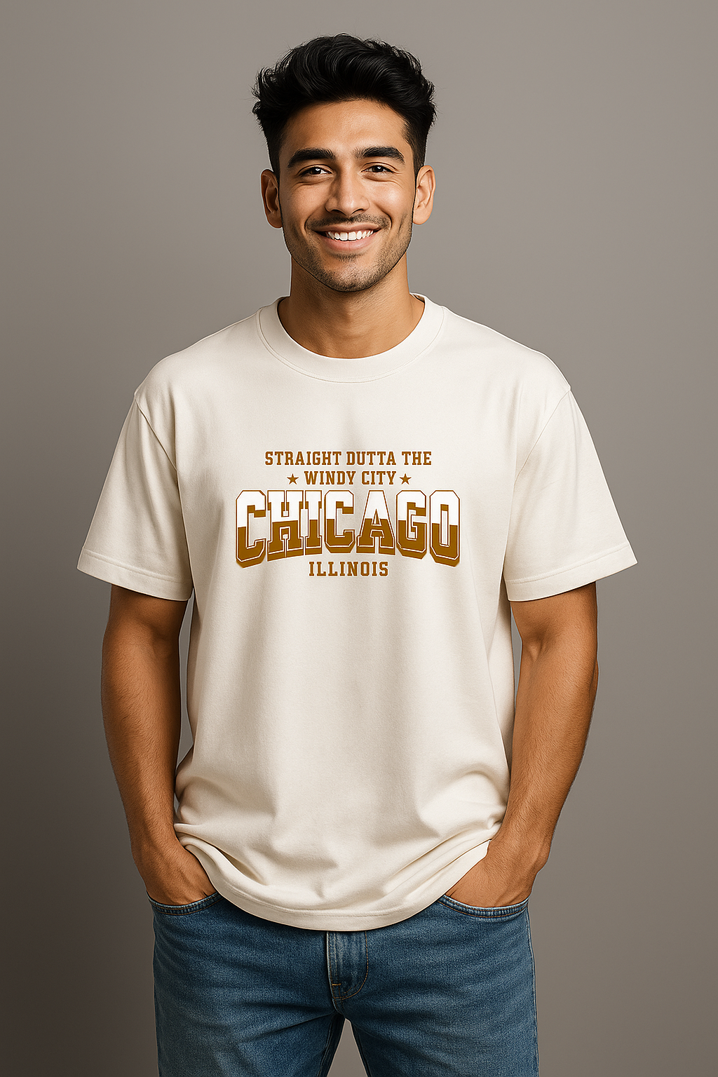BarelyStylish Premium Cotton Crewneck T-Shirt for Men - Chicago