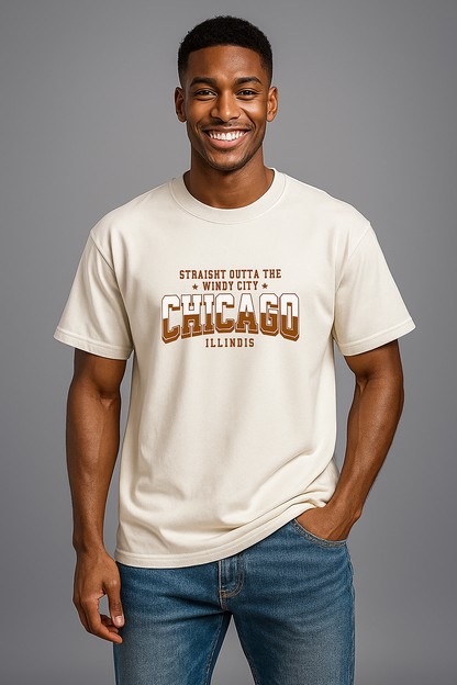 BarelyStylish Premium Cotton Crewneck T-Shirt for Men - Chicago