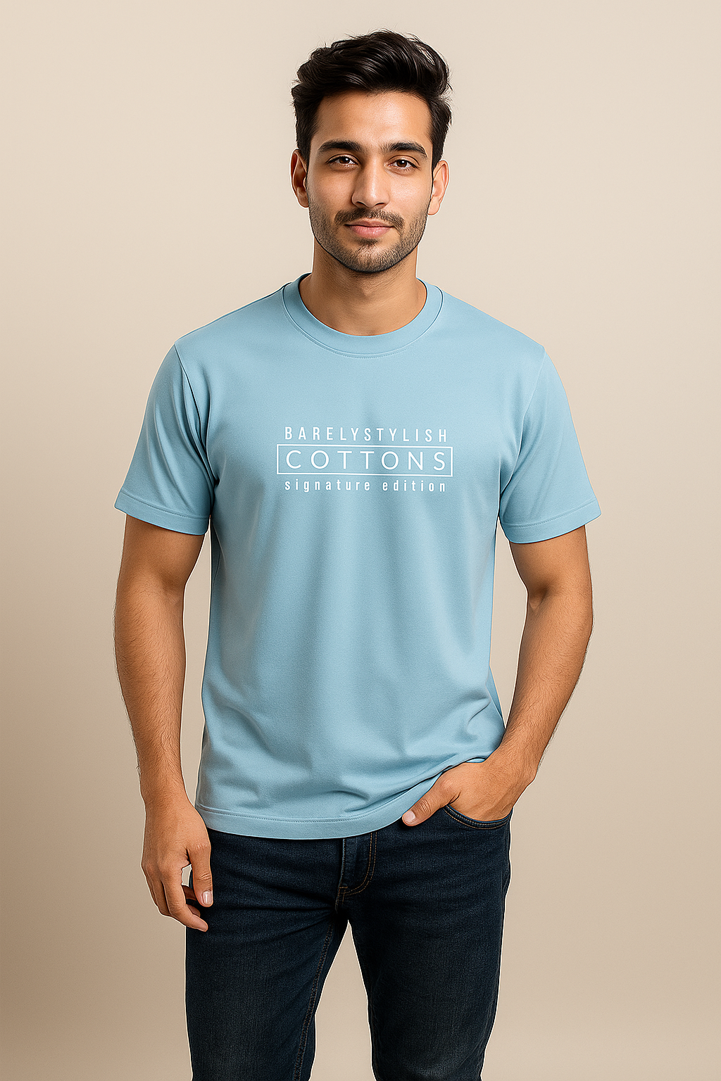 BarelyStylish Premium Cotton Crewneck T-Shirt for Men - Cottons