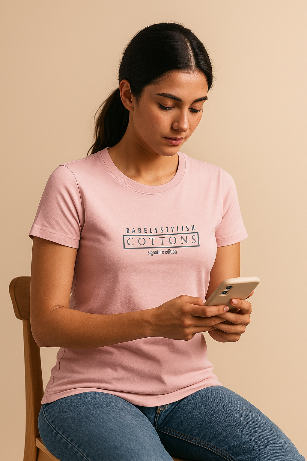 BarelyStylish Crewneck T-Shirt - Cottons Pink