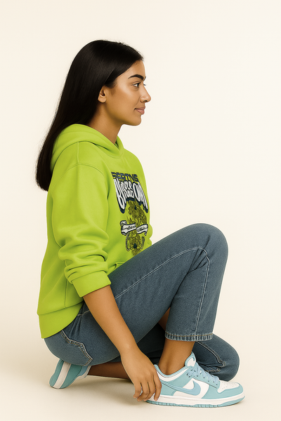 Green Hoodie Oversized Designer Wear by BarelyStylish
